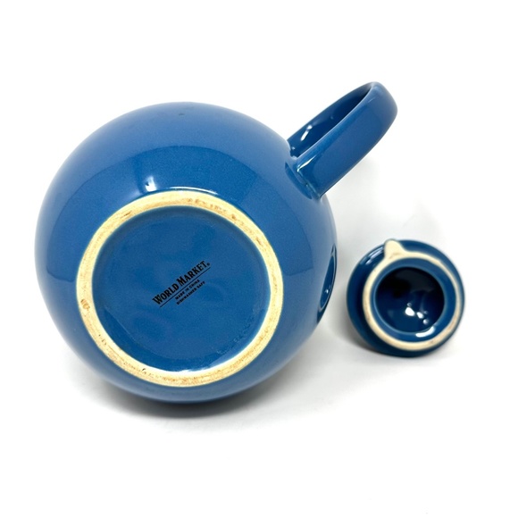 World Market Blue Ceramic Teapot with Lid Retro Vibe Super Cute! - Picture 8 of 10